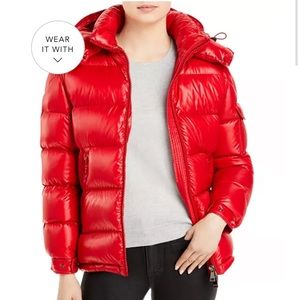 Moncler Maire Hooded Down Coat - Red